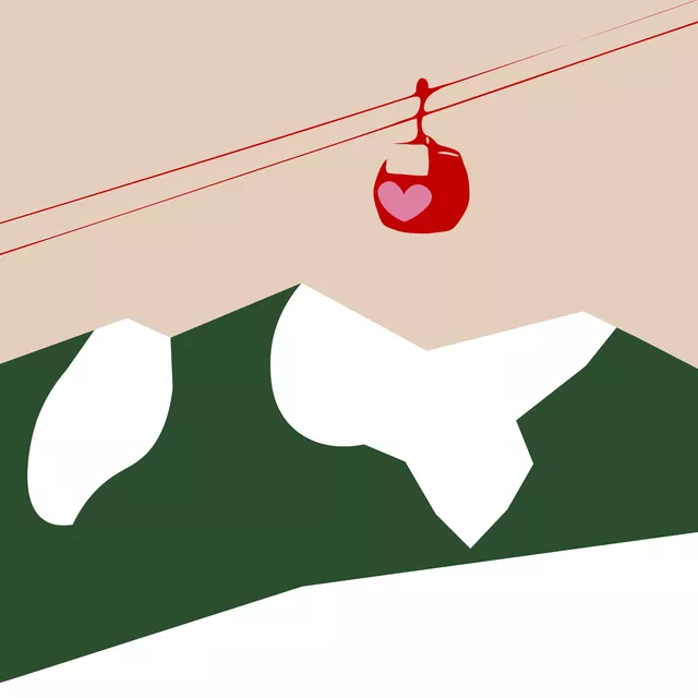 Kissen Berge Gondel Mit Herz