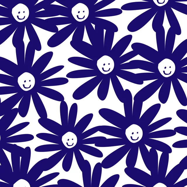 Kissen Happy Flowers blau