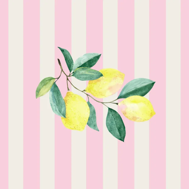 Kissen Zitronenzweig Rosa Streifen