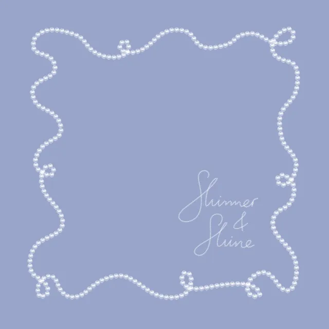 Kissen Perlenkette Rahmen Blau Typo