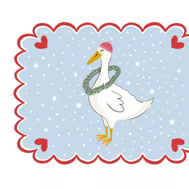 Tischset Gans mit Weihnachtskranz