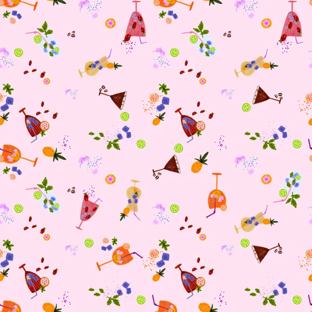 Bodenkissen Cocktails Pattern Rosa