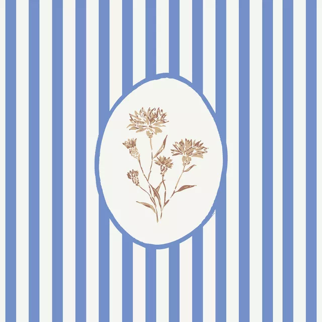 Kissen Kornblume gestreift blau