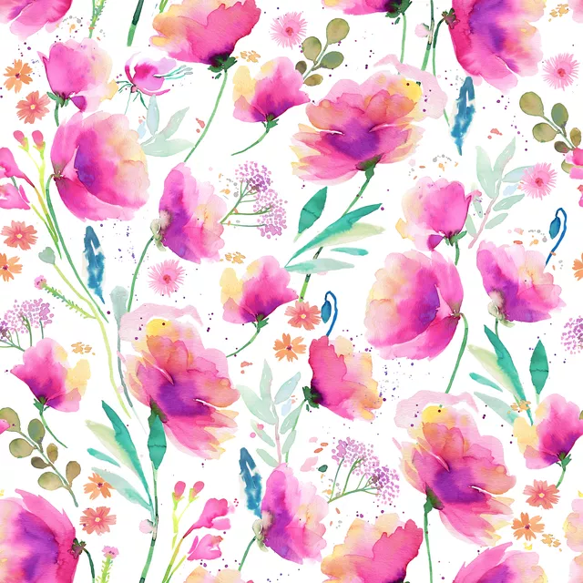 Raffrollo Abstract Spring Poppies Pink