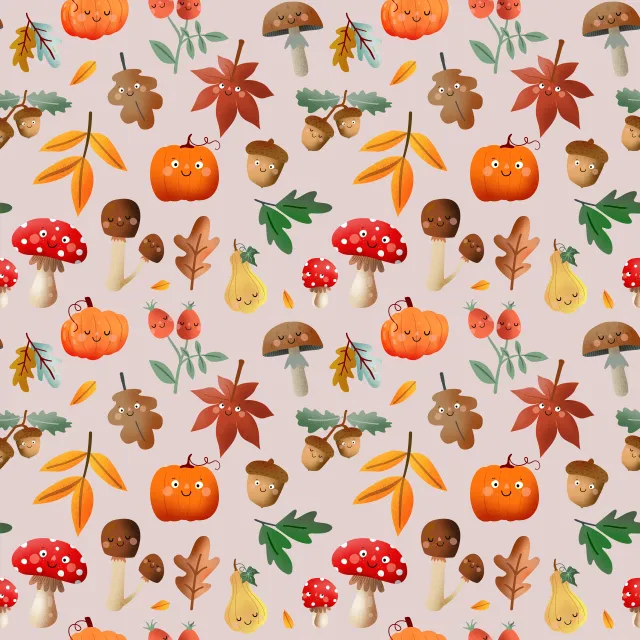 Tischdecke Herbstliebe Muster - nude