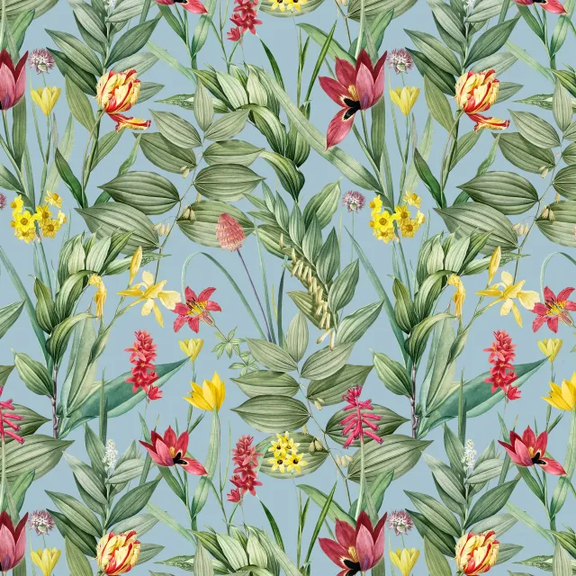 Kissen Exotische Pflanzenwelt blau