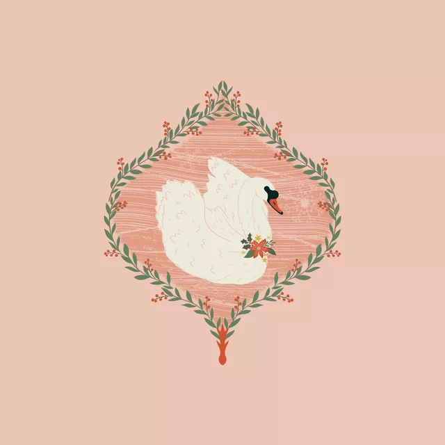 Kissen Weihnachtskranz Schwan Rosa