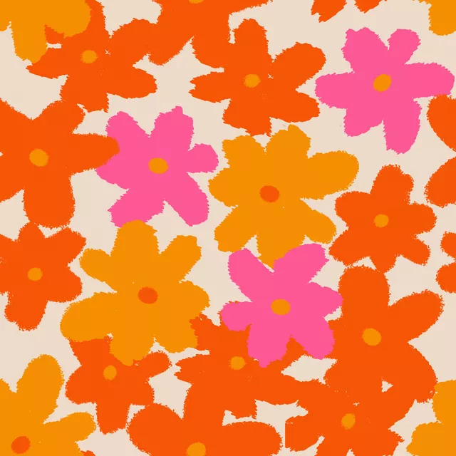 Kissen Flower muster pinkorange