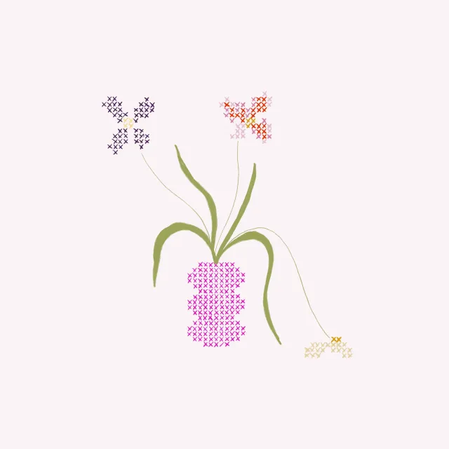 Bodenkissen Blumenvase Kreuzstich