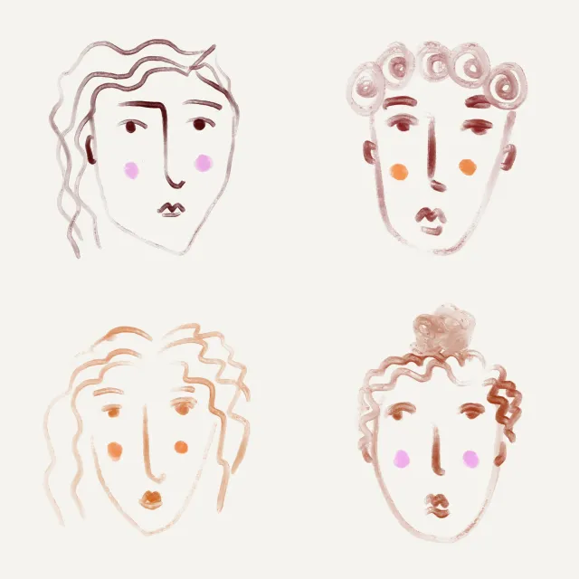 Bettwäsche Malerei Gesichter Kreide