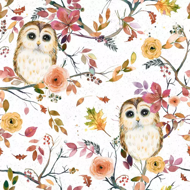 Kissen Owls Trees Autumn Winter