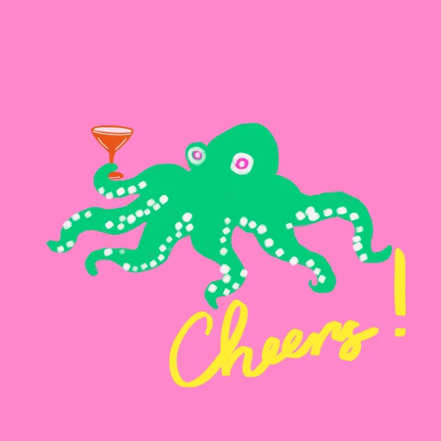 Kissen Oktopus Cheers auf pink
