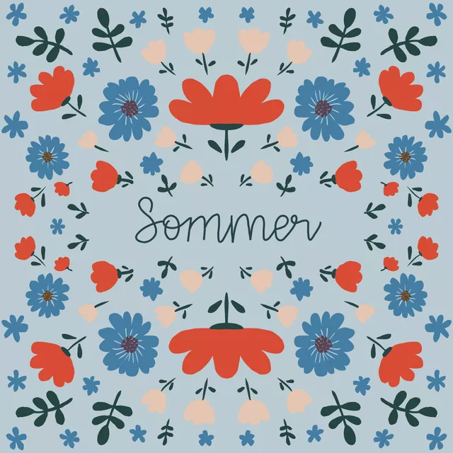 Kissen Sommerblumen Bullerbü - blau