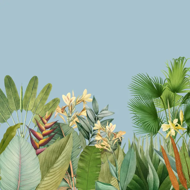 Raffrollo Tropischer Dschungel blau