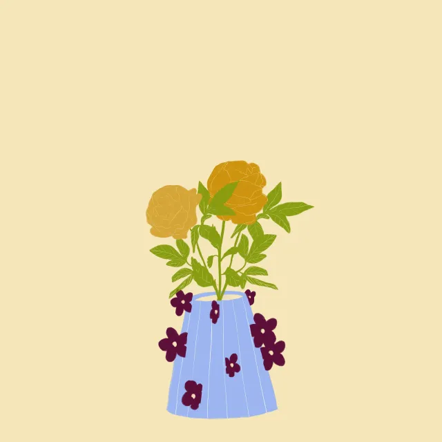 Tischläufer Rosen Blumenvase Gelb