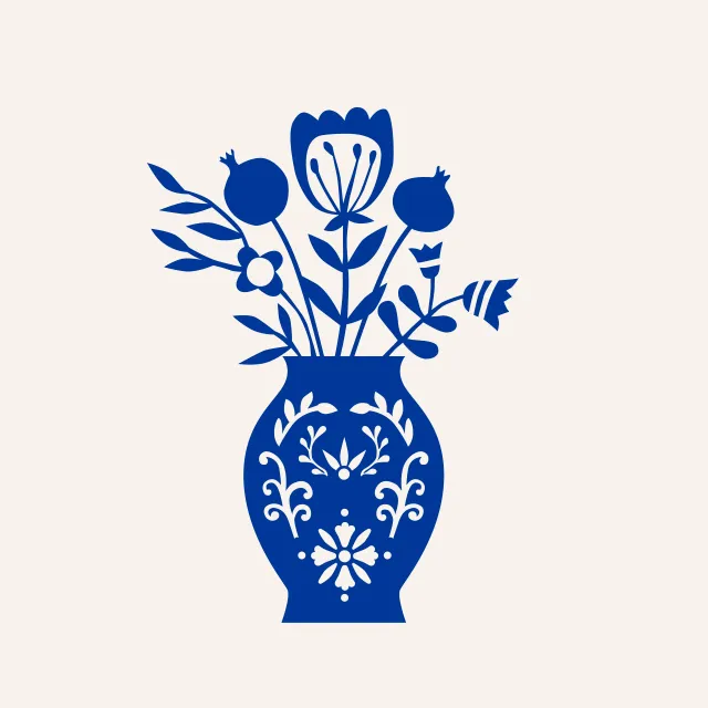 Kissen Folkart Vase mit Blumen