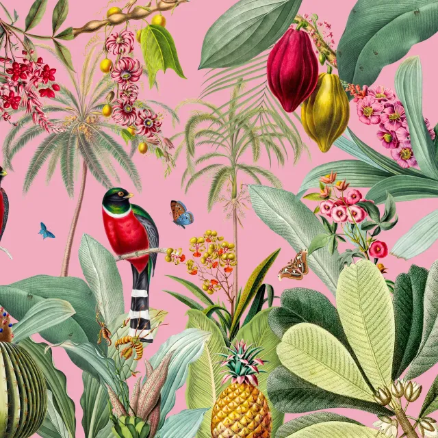 Kissen Tropischer Regenwald pink