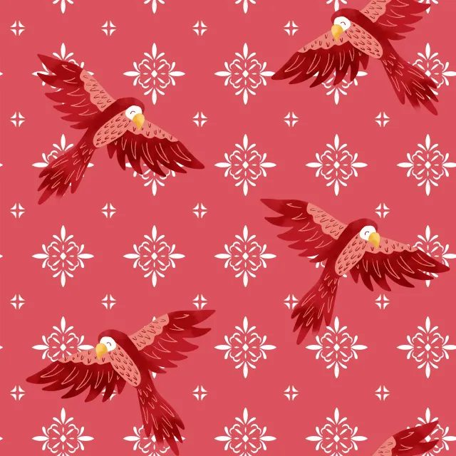Bankauflage Parrot pattern red