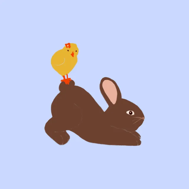 Kissen Osterhase mit Küken