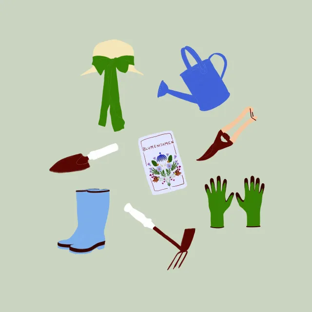 Servietten Garten Werkzeuge Grün