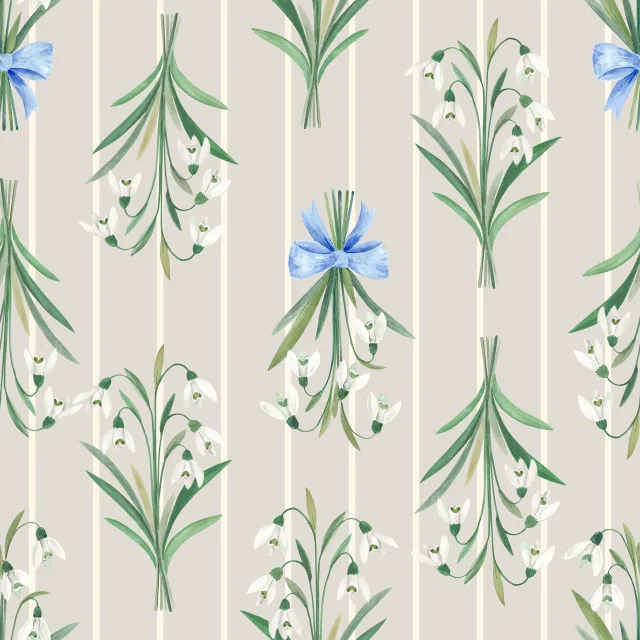 Tischläufer Schneeglöckchen grau beige