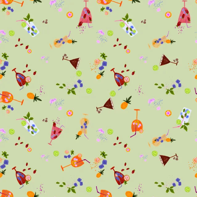 Bodenkissen Cocktails Pattern Maigrün