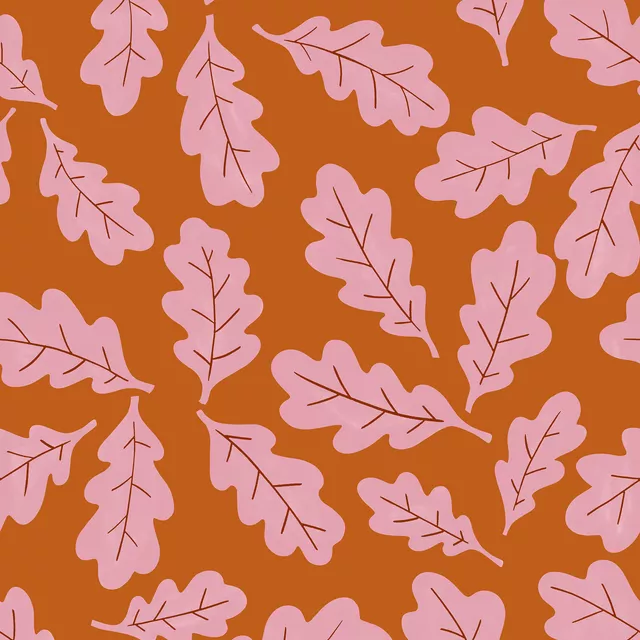 Kissen Eichelblätter orange pink