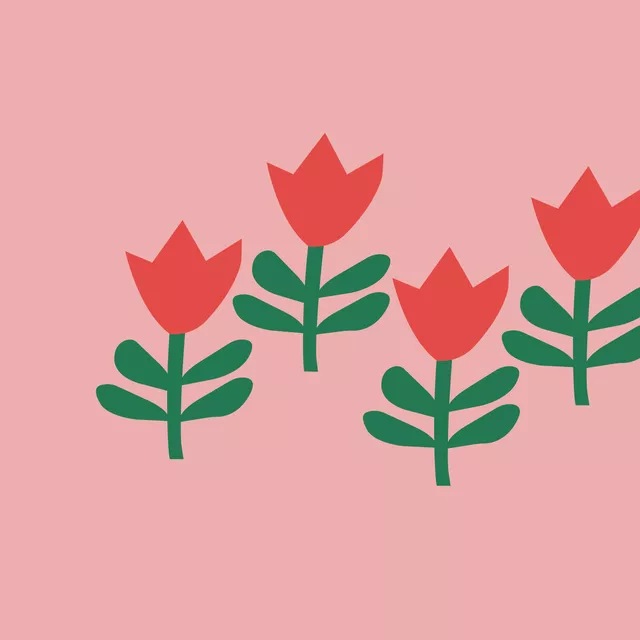 Kissen Flowers 3 Red Green