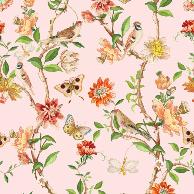 Dekovorhang Vintage Rococo Vogel Garden