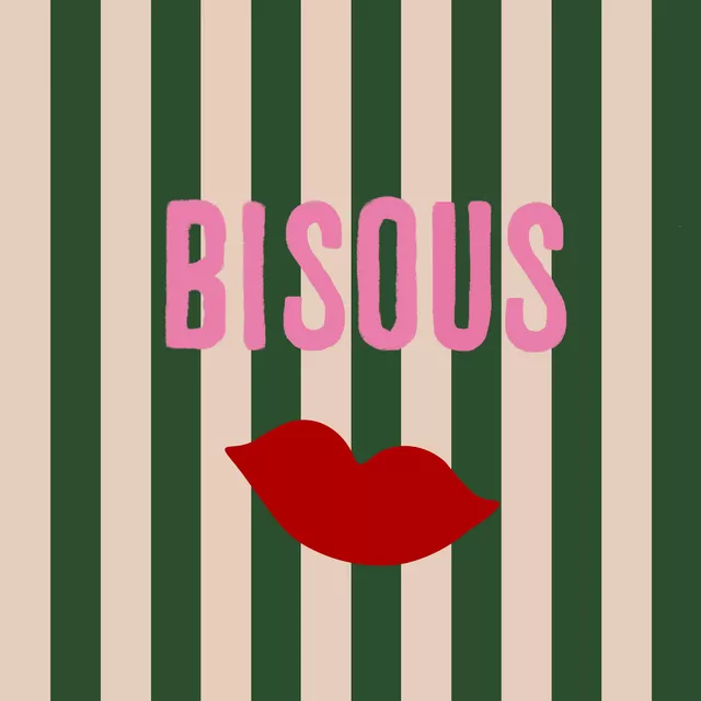 Kissen Bisous Kussmund Grüne Streifen