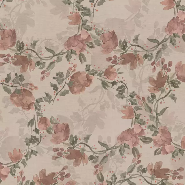 Kissen Beige Cottage Trockenblumen