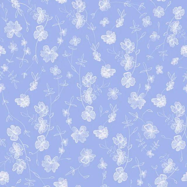 Raffrollo Blumenmuster Blau