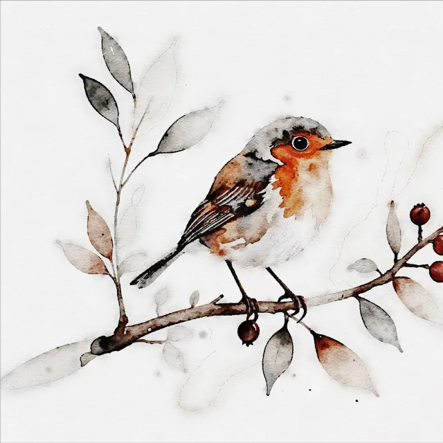 Kissen Rotkehlchen Aquarell