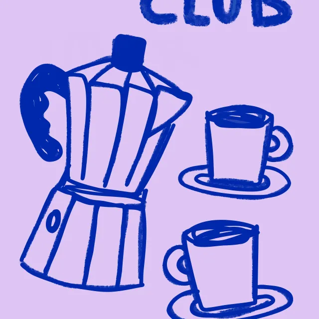 Servietten Coffee Club blau auf lila