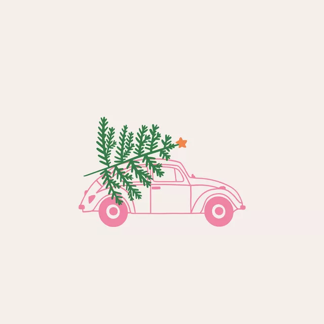 Geschirrtuch Tree Car pink