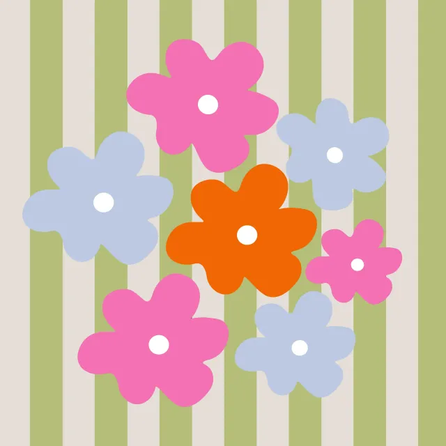 Tischläufer Blümchen Auf Streifen Grün