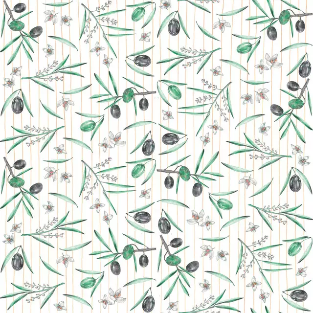 Dekovorhang Olives and flowers pattern