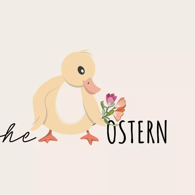 Kissen Frohe Ostern Küken mit Blumen