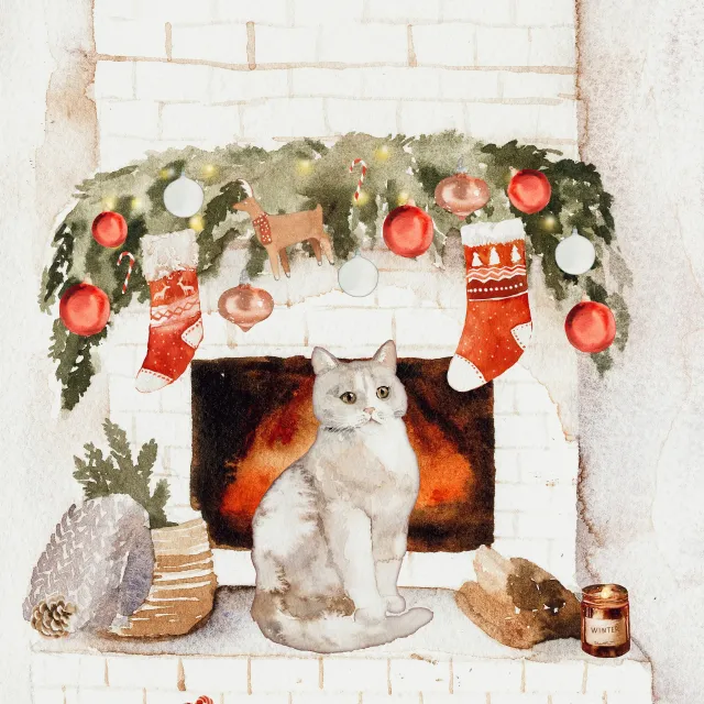 Servietten Cozy Weihnachten Mit Katze