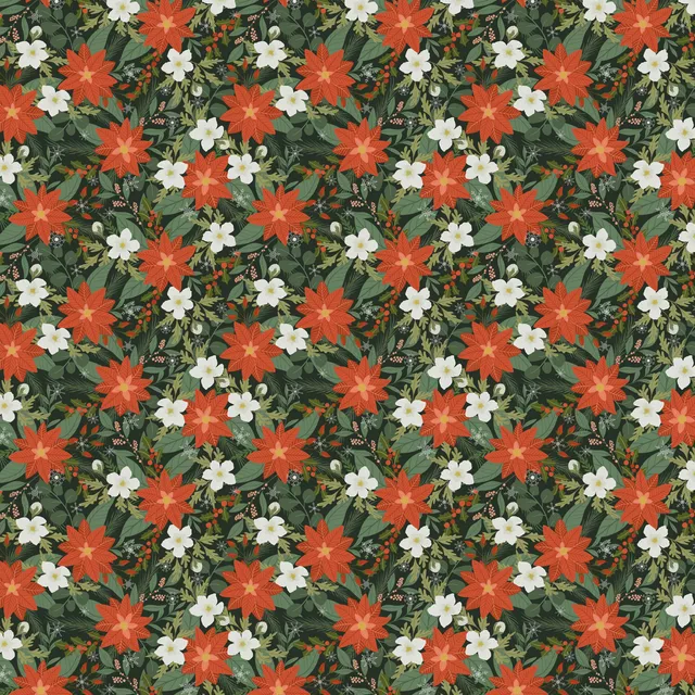 Kissen Weihnachtsblumen Schwarz