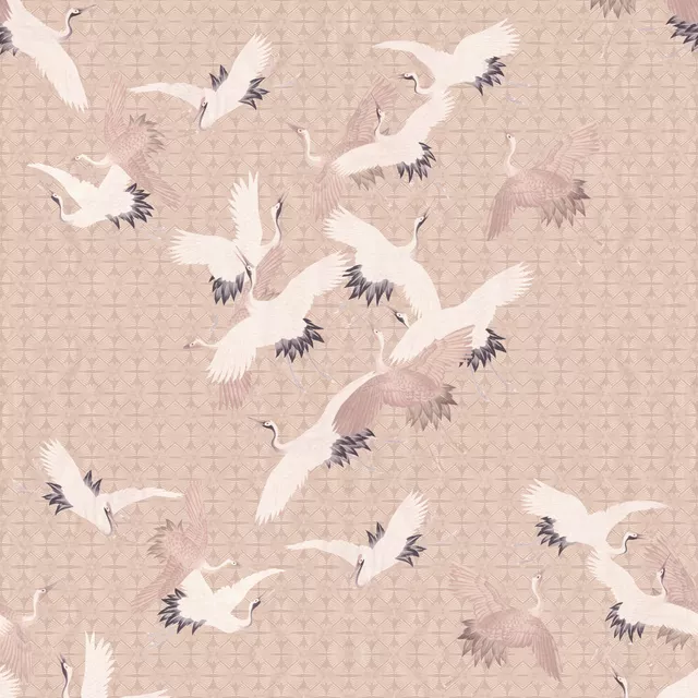 Kissen Japanese Birds Geometry beige