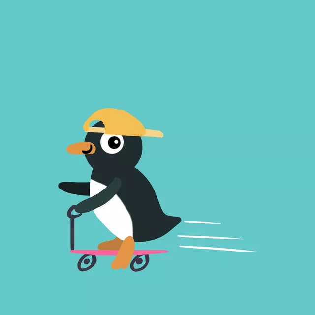 Kissen Piet Pinguin mit Roller