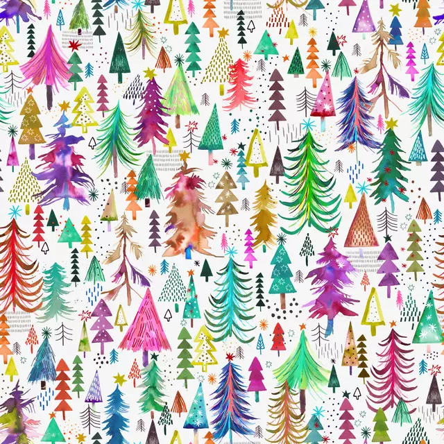 Raffrollo Colorful Christmas Pines