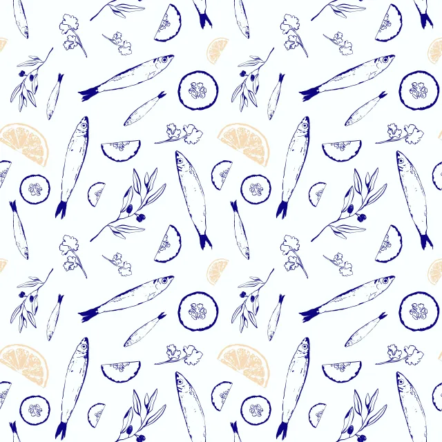 Raffrollo Santorini Fishpattern