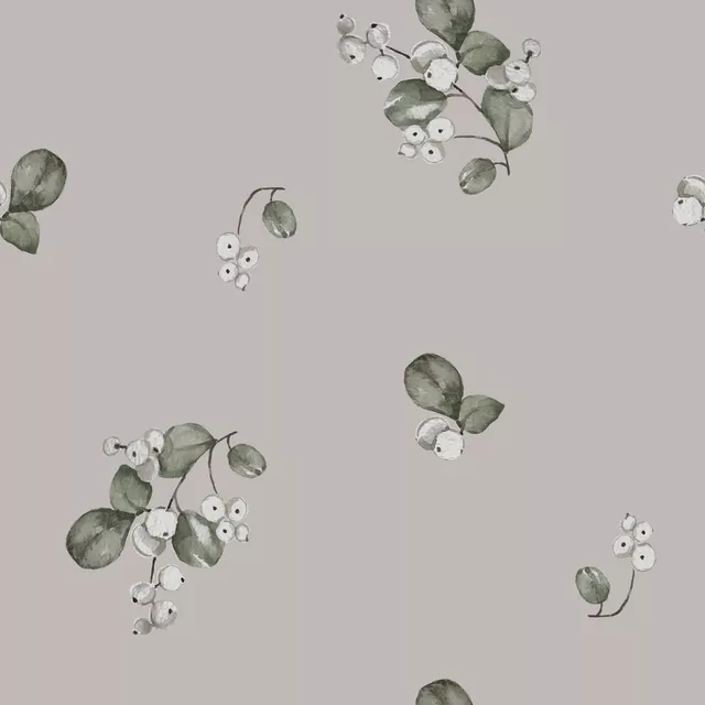 Raffrollo Schneebeeren Watercolor grau