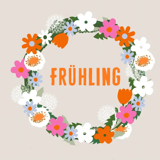 Kissen Frühling Wildblumenkranz Beige