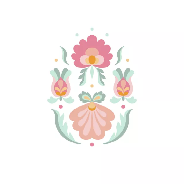 Kissen Folkart Blumen rund