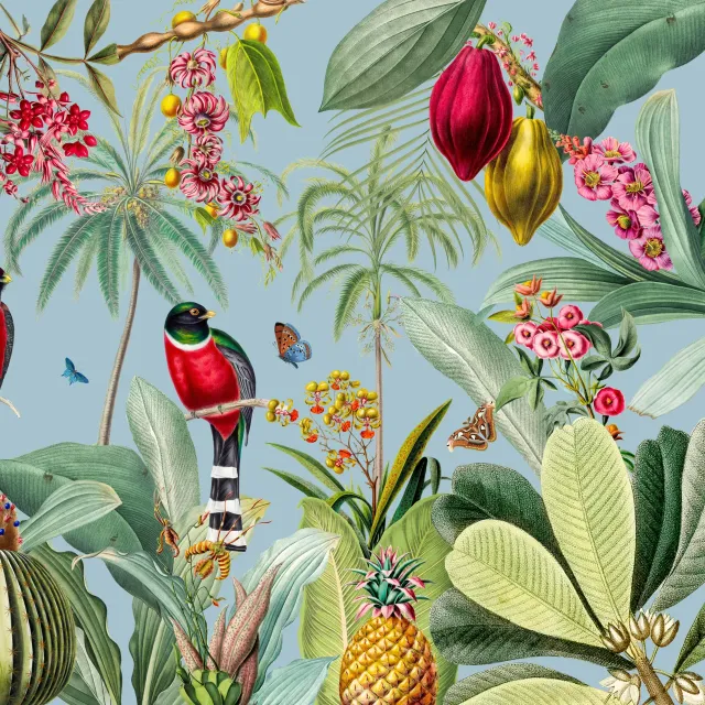 Sitzkissen Tropischer Regenwald blau