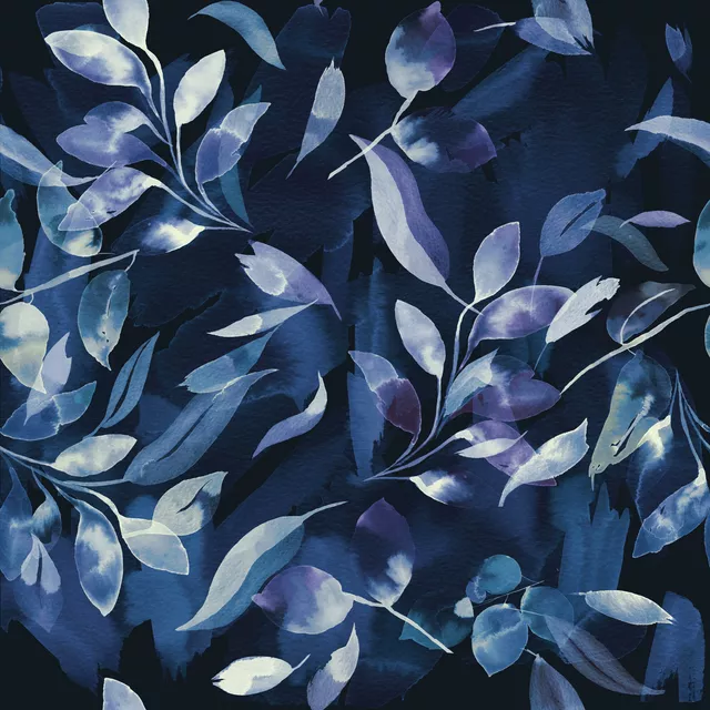 Tischdecke Indigo Leaves Navy Sea Leaves