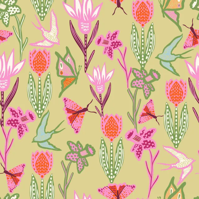 Tischdecke Blumenwiese Grün